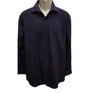 16 - 16.5 34/35 slim fit dark purple long sleeve button up dress shirt career
